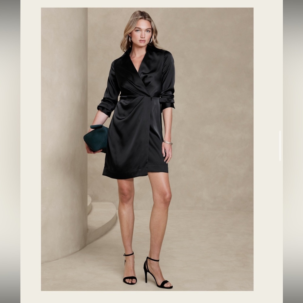 Banana republic satin wrap mini dress